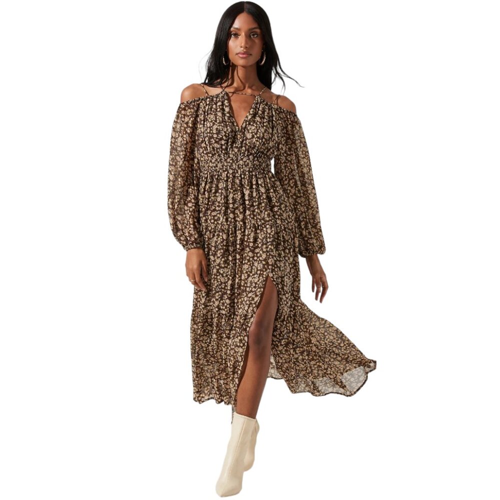 ASTR THE LABEL Ciri Floral Cold Shoulder Maxi Dress